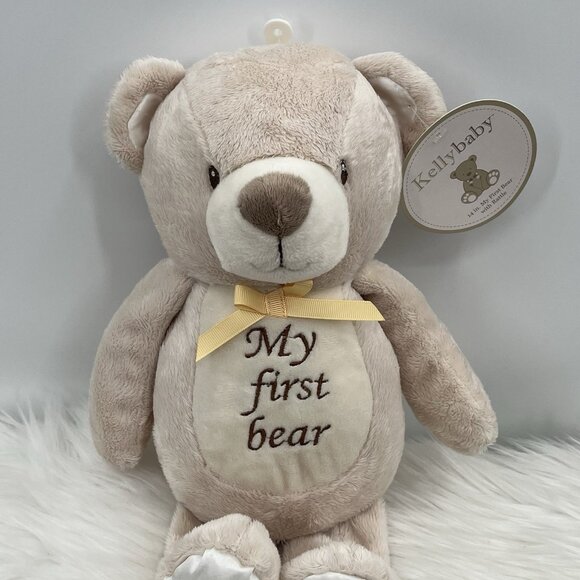 NWT KellyBaby My First Teddy Bear Plush Brown Tan KellyToy Rattle 14" Lovey Unis - Picture 3 of 14